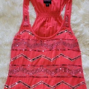 Bebe pink sequin tank top size medium